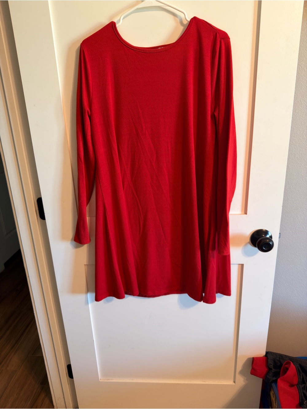 just be Red Long-Sleeve Swing Dress